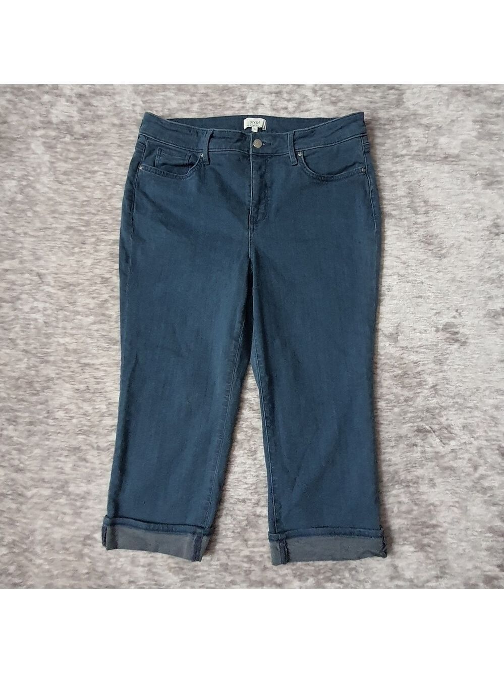 NYDJ Monroe Crop Jeans Stretch Cuffed Womens 14 Blue Jeans - Picture 2 of 15